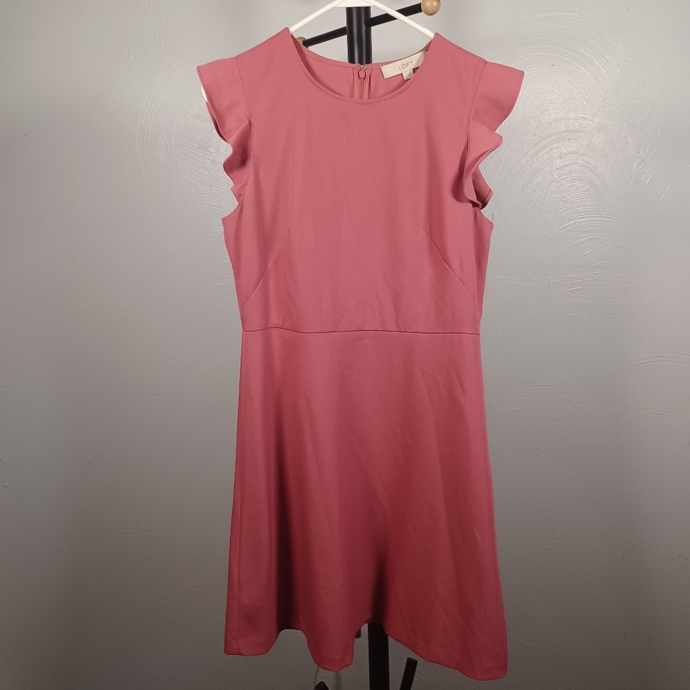 LOFT Pink Ruffle Sleeve Dress Size 6